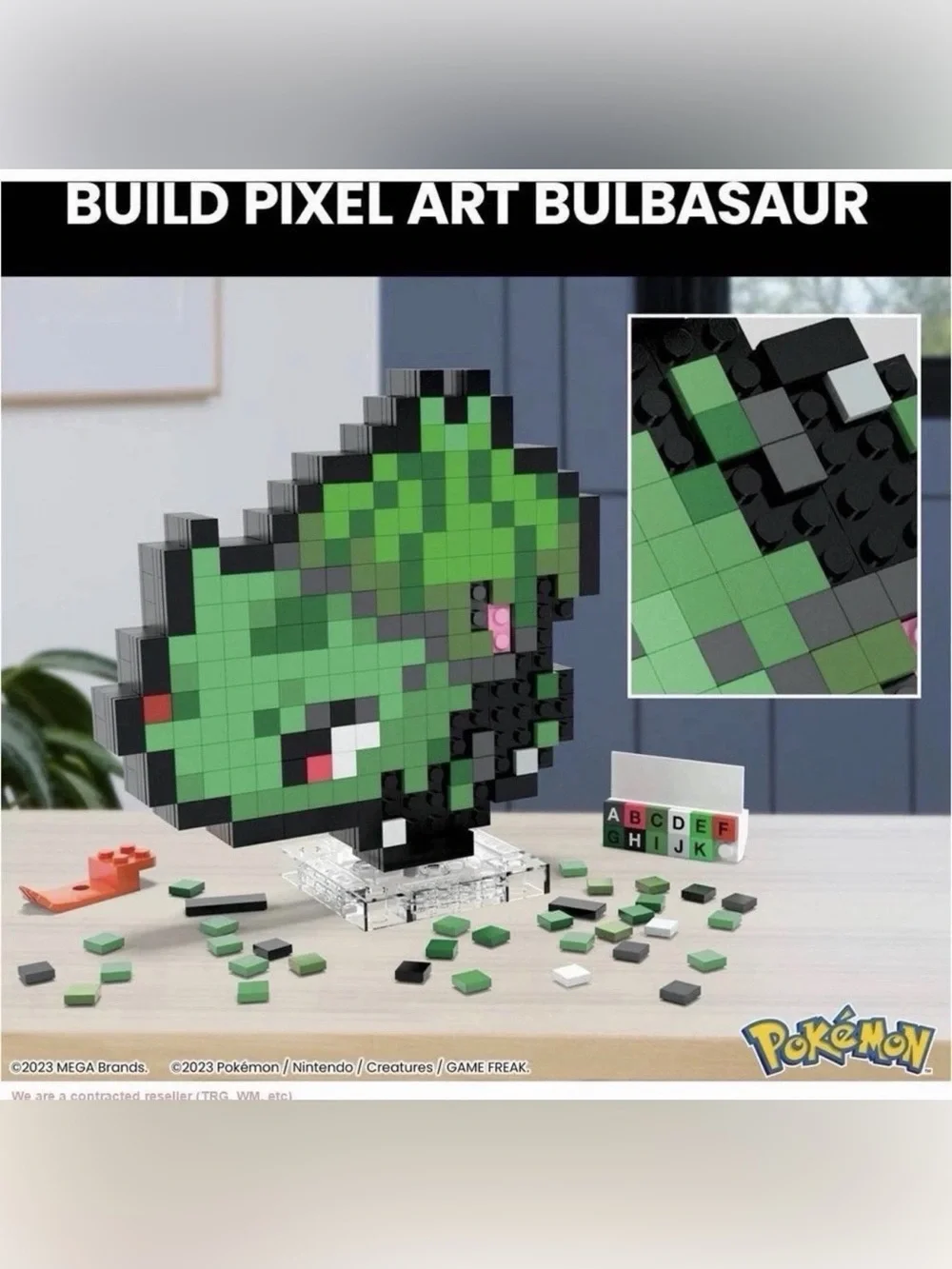 MEGA Pokémon Bulbasaur Pixel Art Building Set 374 pcs HTH75 w/ Display Stand New